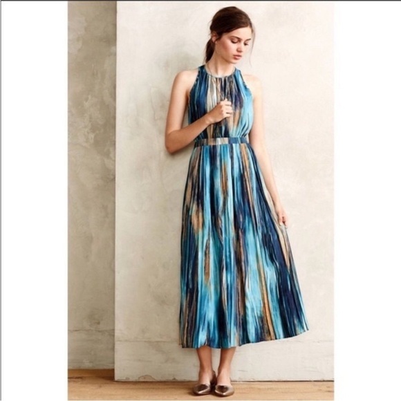 Paper Crown Blue Halter Midi Dress for Wedding Guests - Picture 1 of 16
